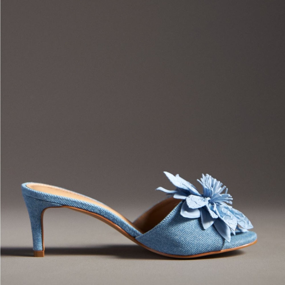 Anthropologie Blue Floral Sandals